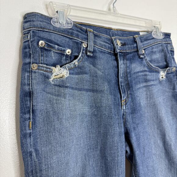 Rag & Bone Jean Jeans Womens 29 Blue Destroyed 41RB Skinny Ankle Denim - Picture 2 of 7